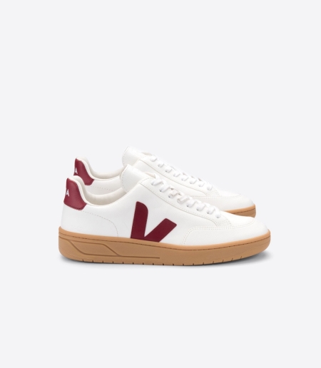 Men Veja V-12 Leather Trainers White/Red ireland IE-5486GH
